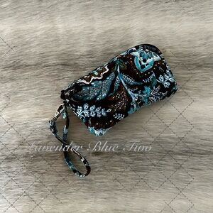 Vintage VERA BRADLEY Java Blue 2006 Wallet Wristlet Lippie USA Brown Y2K Zipper